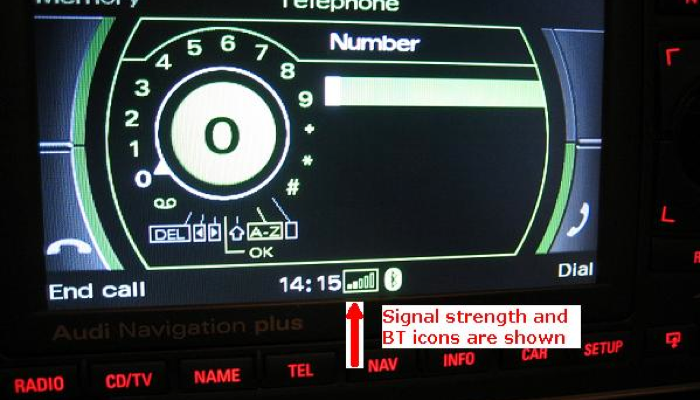 Audi Bluetooth Telephone Dial Screen